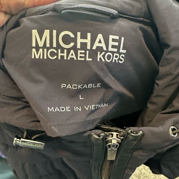 Michael Kors Navy & Black Packable Puffer Coat L - Picture 5 of 8